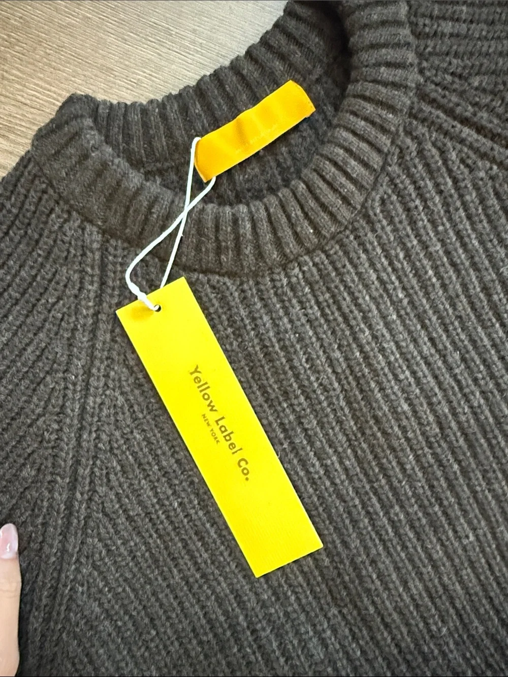 NWT YELLOW LABEL CO Wool le chunky knit sweater in chocolate size M/L